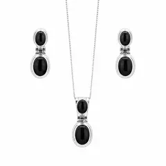 JOYAS MYTOKE - Conjunto Piedra Onix Plata Fina 925 Mujer