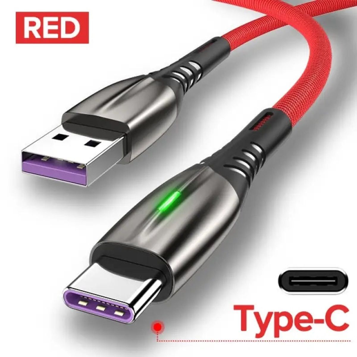 GENERICO - Cable Carga Rápida Celular 5.1 A USB a Tipo C 1 mt Luz Led