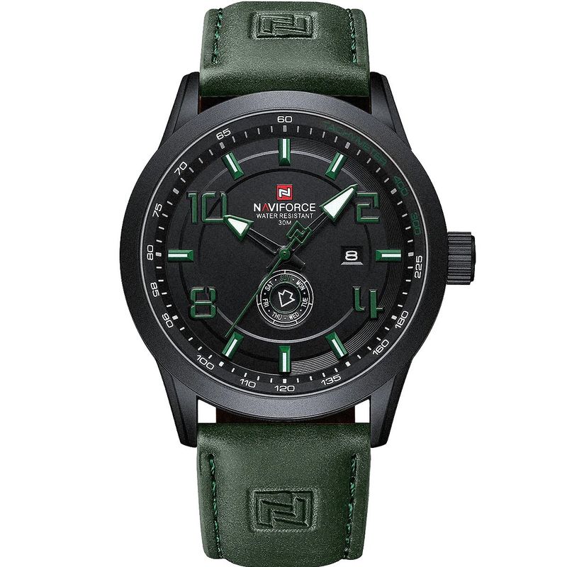NAVIFORCE - Reloj Deportivo Hombre Black Green Resistente Elegante