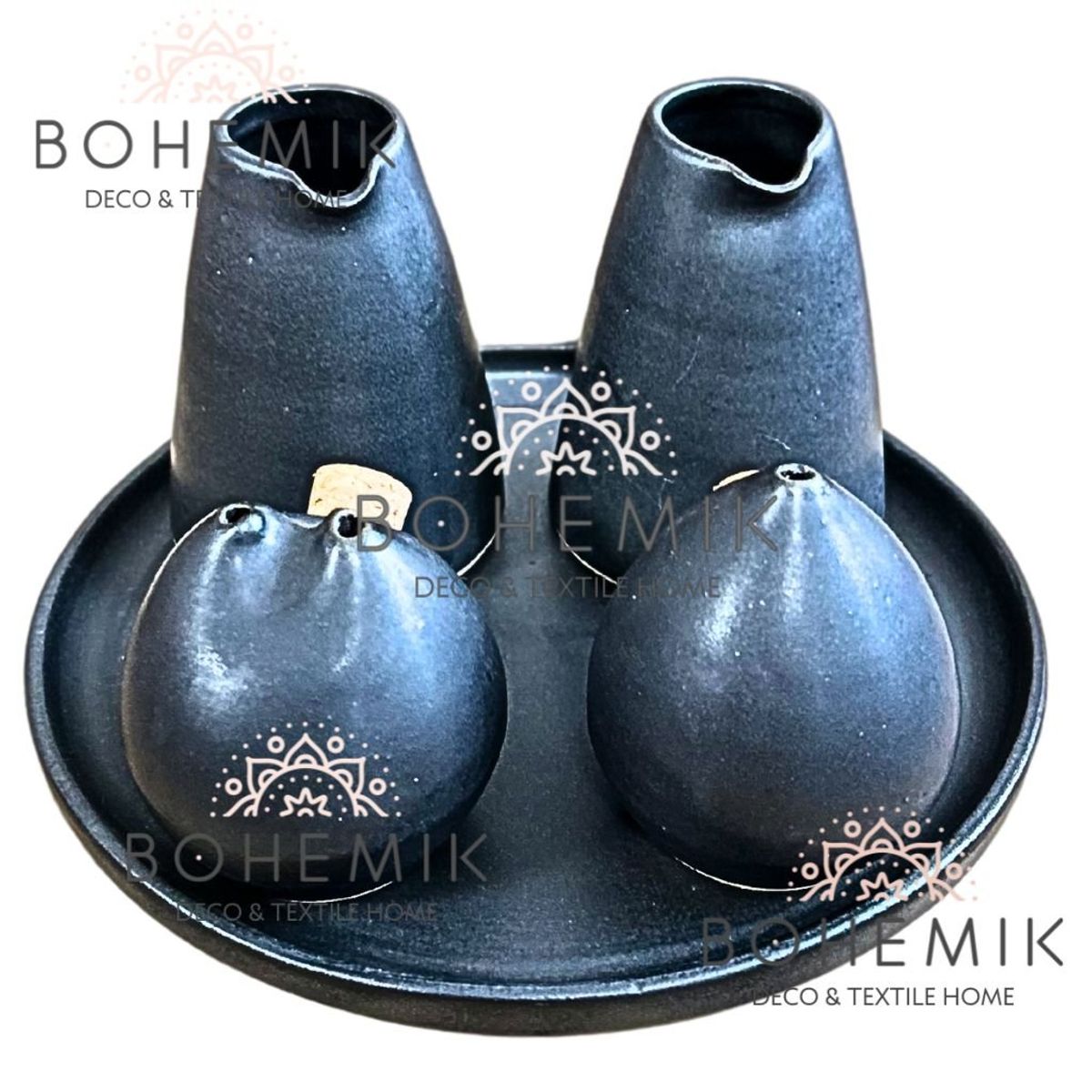 BOHEMIK - Alcuza 5 piezas Cerámica Gres Negra