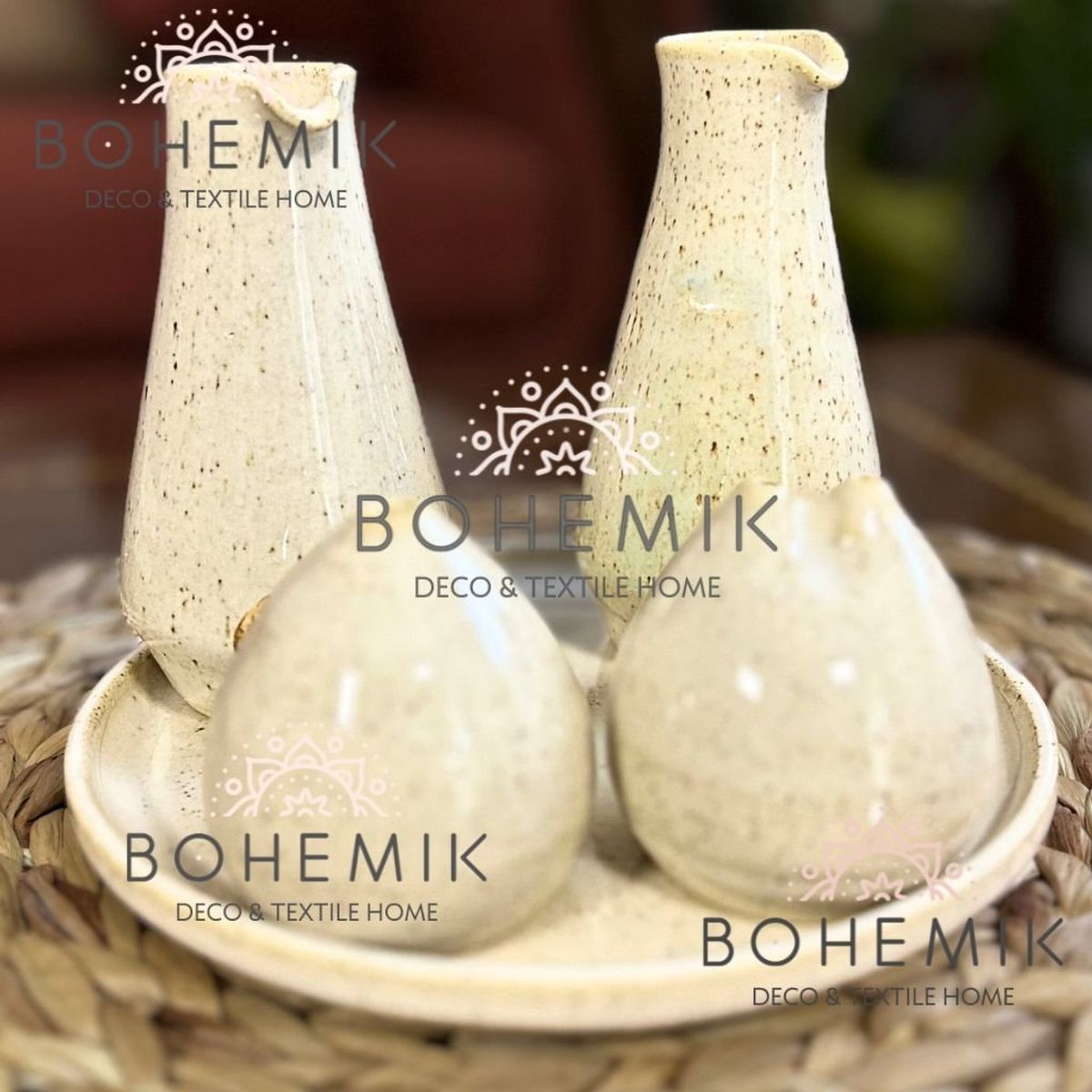 BOHEMIK - Alcuza 5 piezas Ceramica Crema