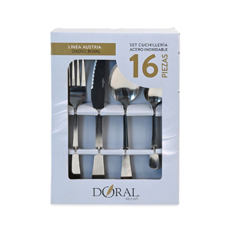 DORAL - Set Cubiertos 16 Pzas Doral Austria Plateado Inoxidable Plateado