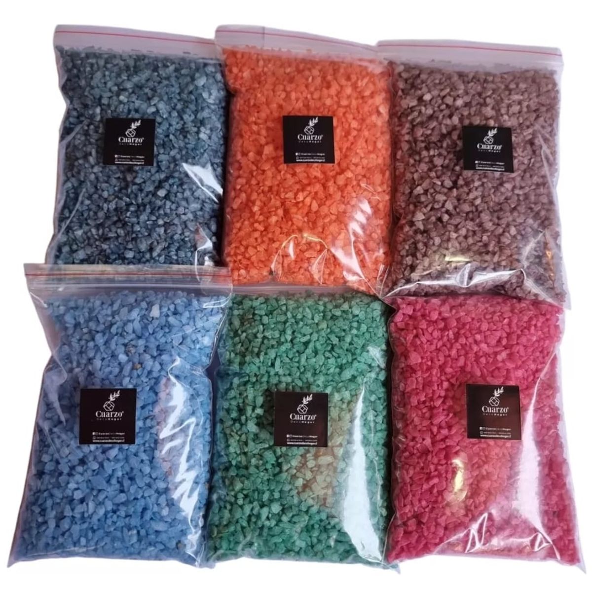GENERICO - Cuarzo Tamaño Arroz. 6 Colores. 500 GR c/u, Pack  N°7
