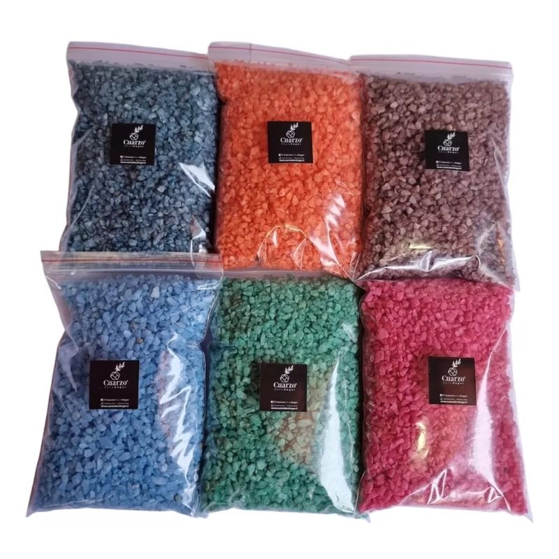 GENERICO - Cuarzo Tamaño Arroz. 6 Colores. 500 GR c/u, Pack  N°7