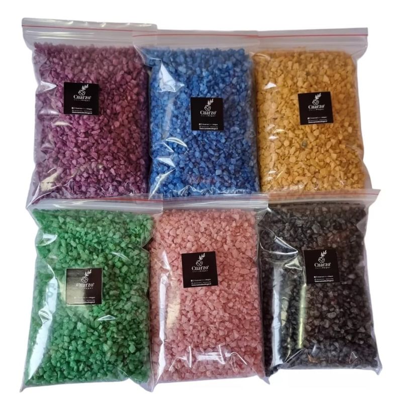 GENERICO - Cuarzo Tamaño Arroz. 6 Colores. 500 GR c/u, Pack  N°8