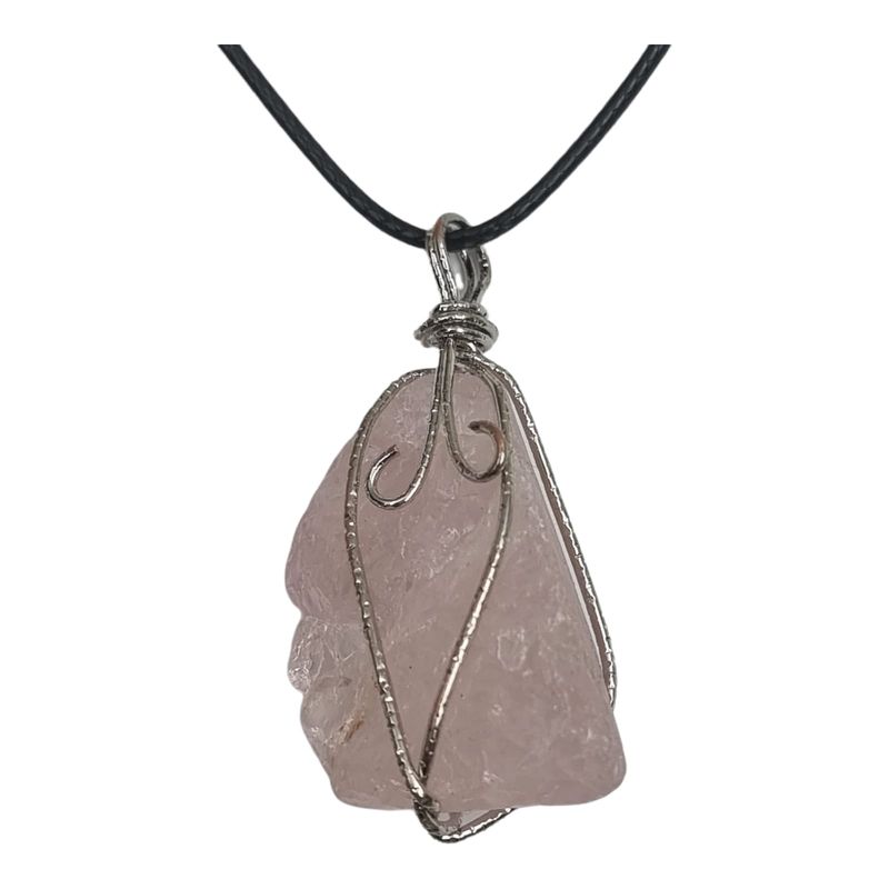 GENERICO - Collar Colgante Piedra Natural Cuarzo Rosado