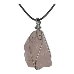GENERICO - Collar Colgante Piedra Natural Cuarzo Rosado
