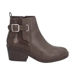 POLICE - Botin Casual Mujer Café Taco Medio Harper