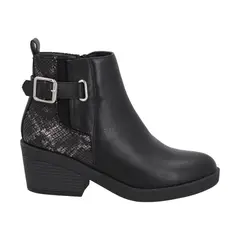 POLICE - Botin Casual Mujer Negro Taco Medio Harper