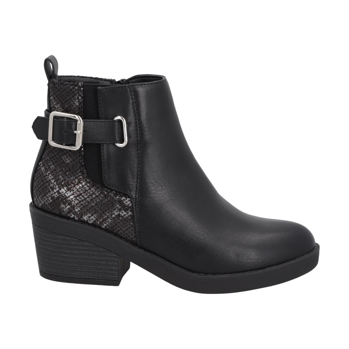 POLICE - Botin Casual Mujer Negro Taco Medio Harper Police