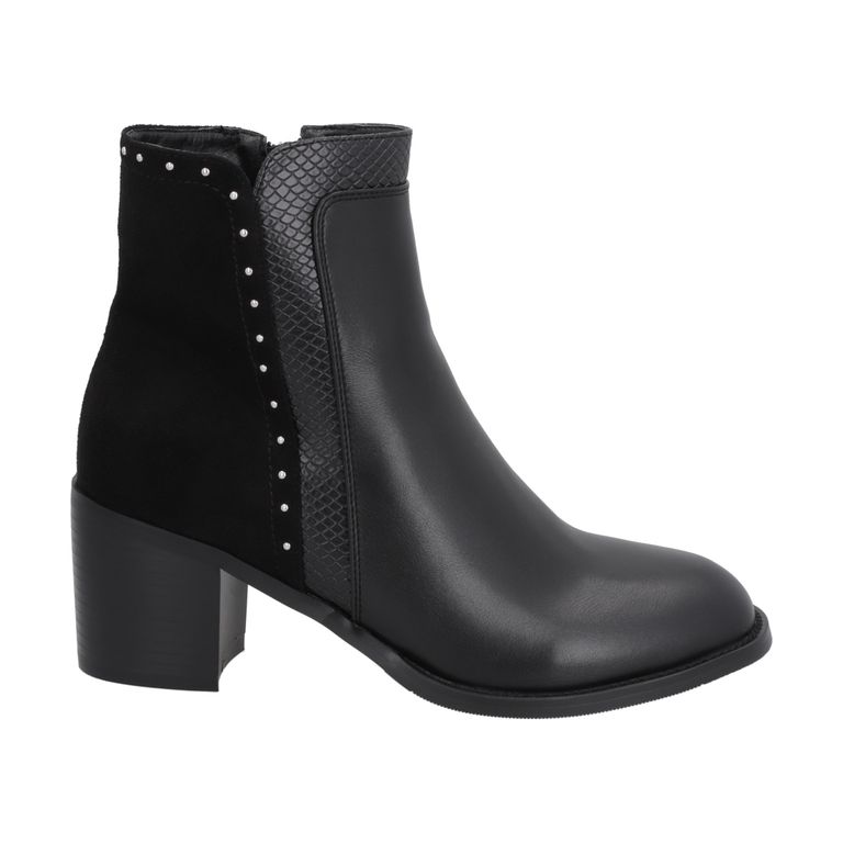 Botin Casual Mujer Negro Taco Medio Noir