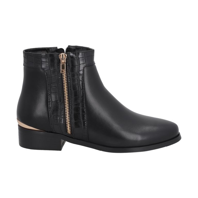 Botin Casual Mujer Negro Taco Bajo Essencial