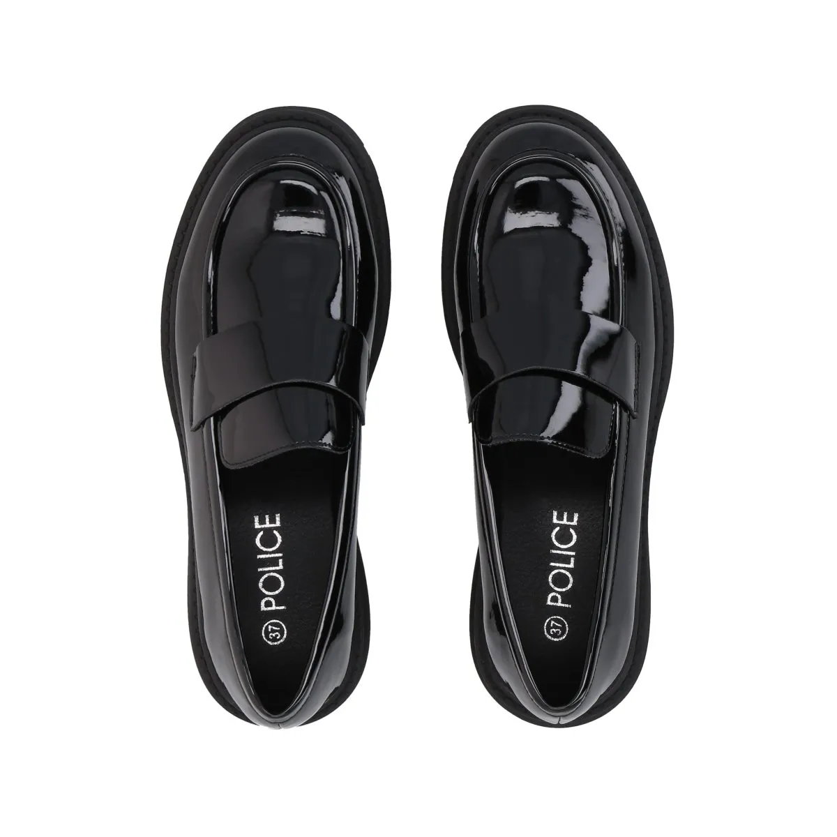 POLICE - Mocasín Mujer Negro Plataforma Glossy Police