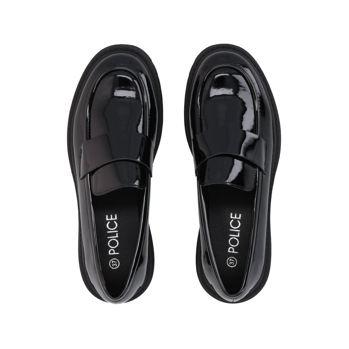 POLICE - Mocasín Mujer Negro Plataforma Glossy Police
