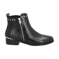 POLICE - Botin Casual Mujer Negro Taco Bajo Glam