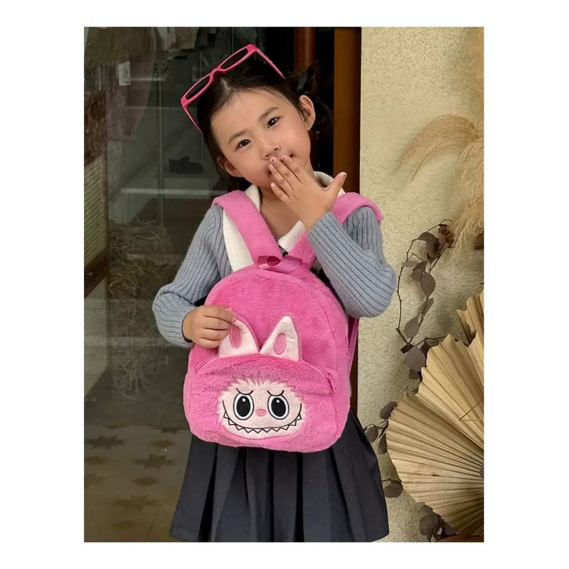 GENERICO - Mochila Paseo Labubu, Niñas Y Niños  pre escolar 26 Cm. Rosa