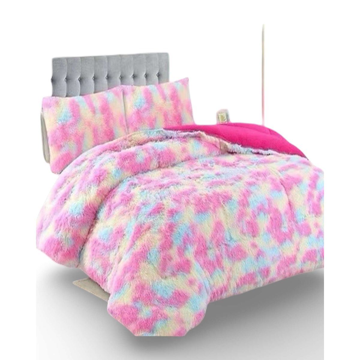 GENERICO - PLUMON CHIPORRO PELUDO 2 PLAZAS MULTICOLOR