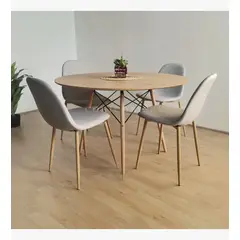 CORI CORI - Juego de Comedor Mesa Wood 100cm + 4 Sillas Scoop Beige