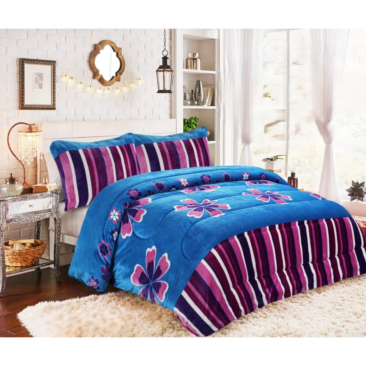 GENERICO - COBERTOR GRUESO PLUSH CON CHIPORRO PARA INVIERNO 2 PLAZA