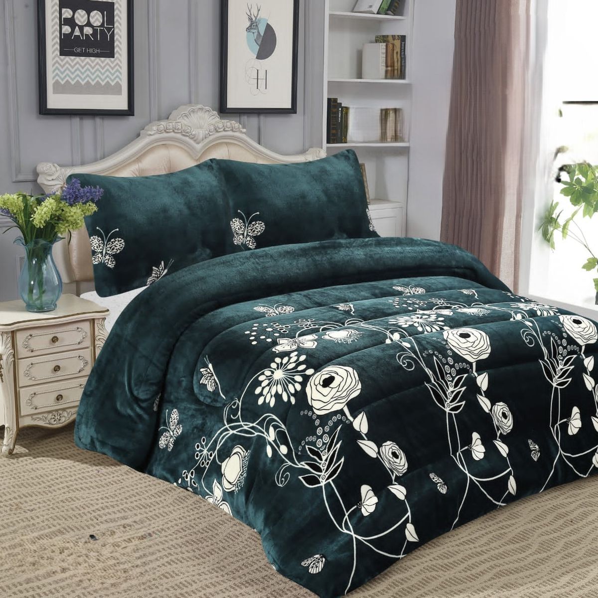 GENERICO - COBERTOR GRUESO PLUSH CON CHIPORRO PARA INVIERNO 2 PLAZA