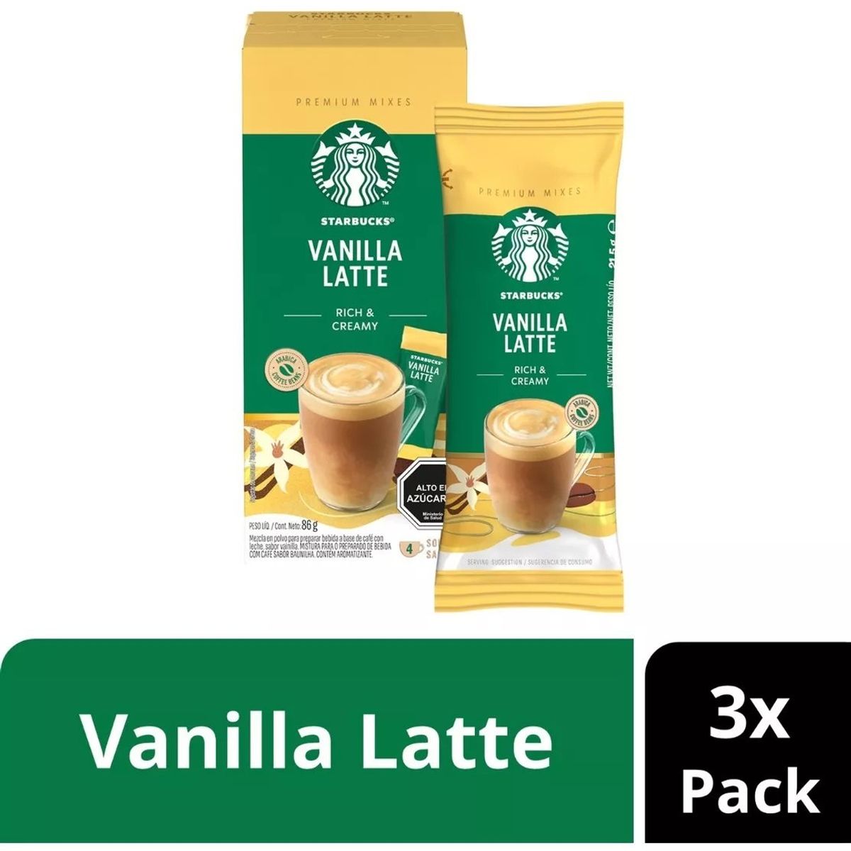 STARBUCKS - Café Starbucks Vainilla Latte X3 Cajas 12x23 Gr
