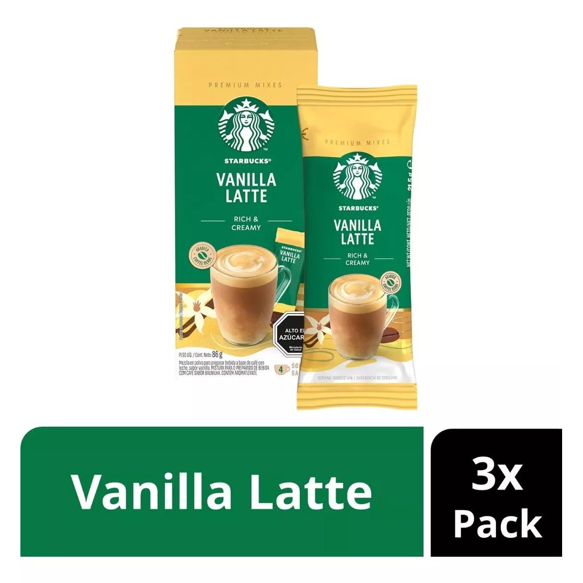 STARBUCKS - Café Starbucks Vainilla Latte X3 Cajas 12x23 Gr