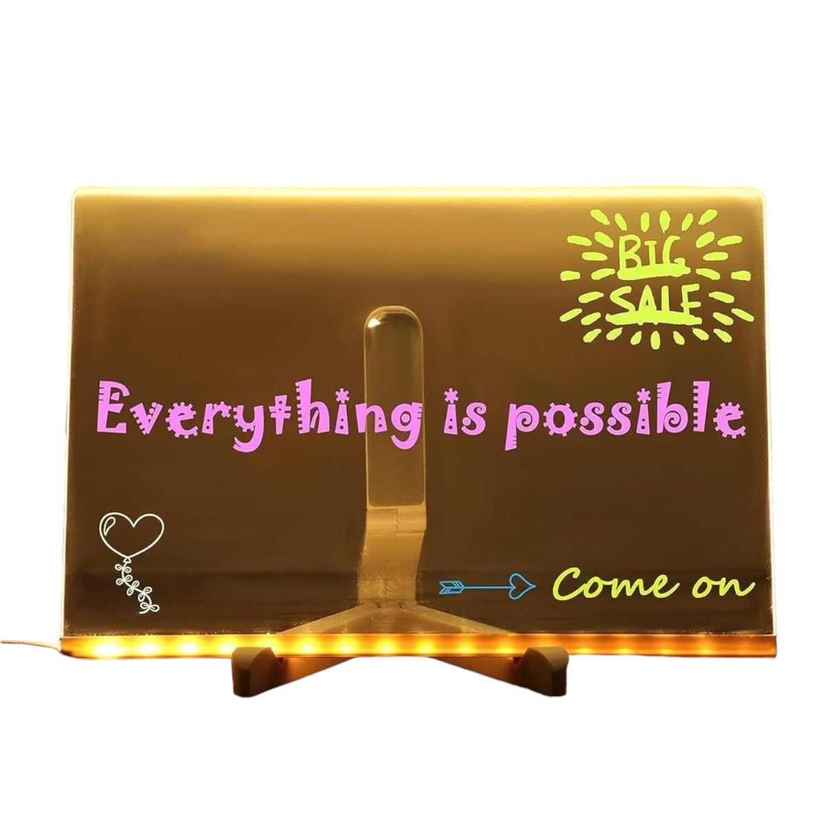 INVENCIBLE - Pizarra Led Acrilica Transparente Plumones Y Soporte Nb70