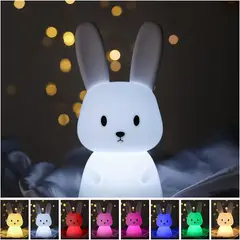 GENERICO - Ninos Luz Nocturna De Conejo Portátil Recargable 8 Colores