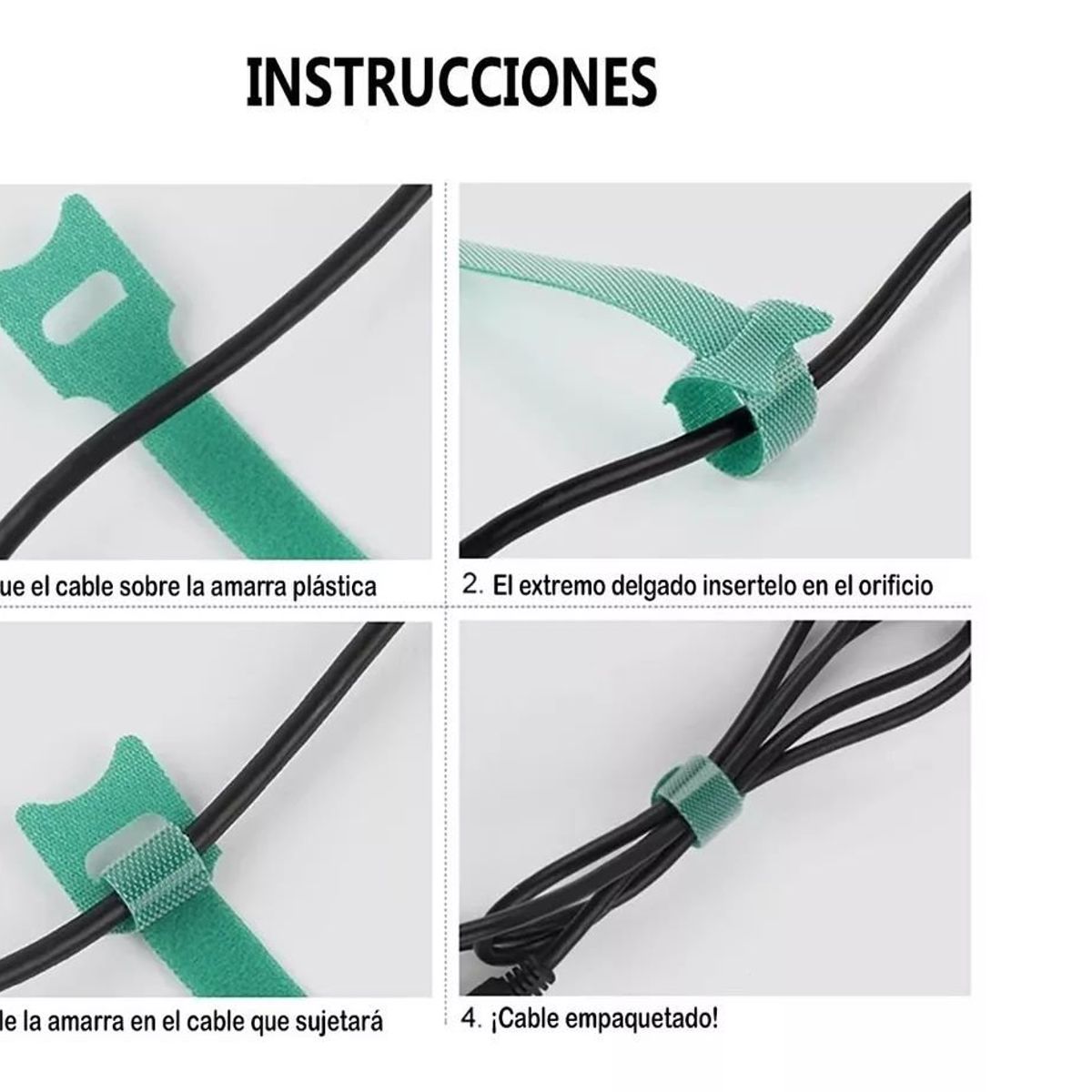 KUANGYE - Amarra Para Cables Velcro 5 Colores - 50 Unidades