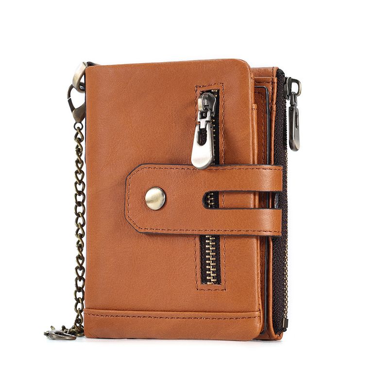 Cartera Antirrobo Para Hombre Billetera Clip Rfid Cuero · Marrón