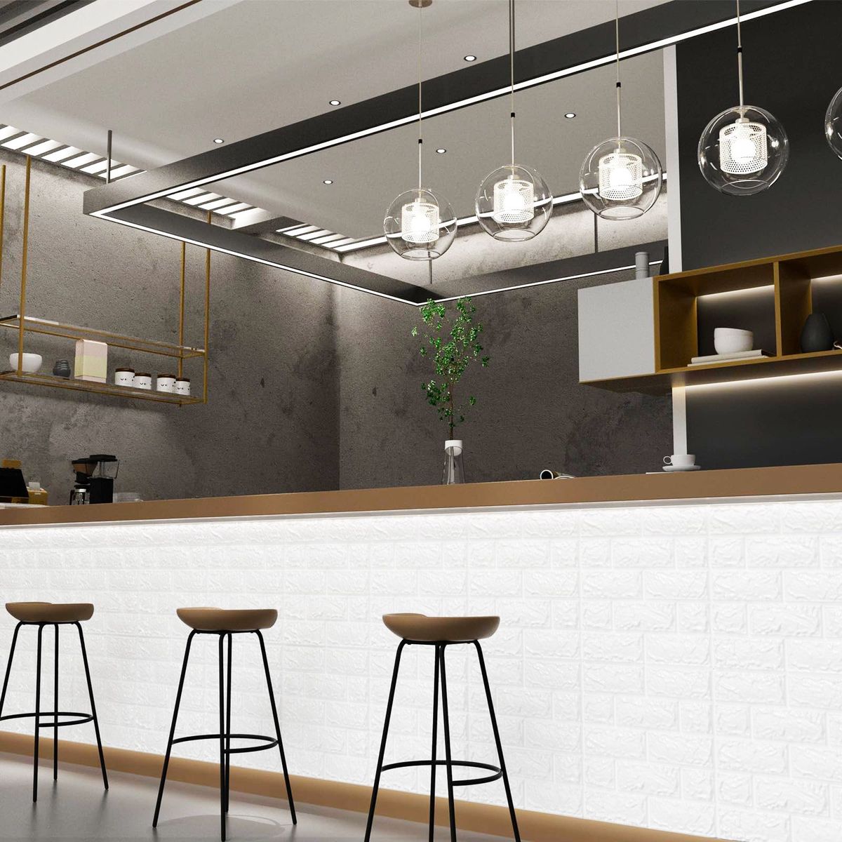 GENERICO - Blanco 30cmx39cm Papel Tapiz 3D Para Pared Autoadhesivo 5pcs