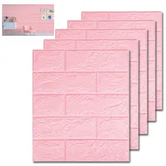 GENERICO - Rosa 30cmx39cm Papel Tapiz 3D Para Pared Autoadhesivo 5pcs