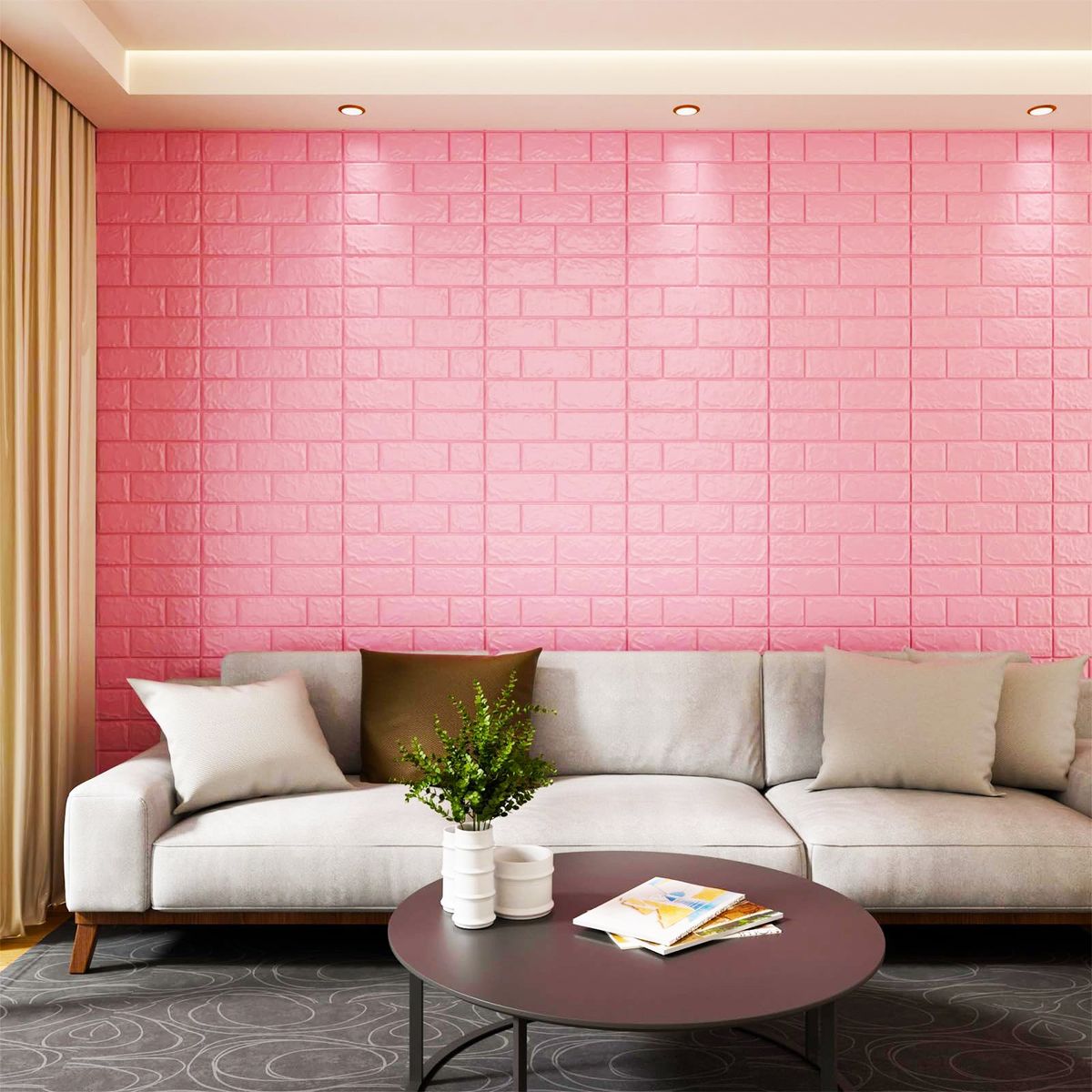 GENERICO - Rosa 30cmx39cm Papel Tapiz 3D Para Pared Autoadhesivo 5pcs