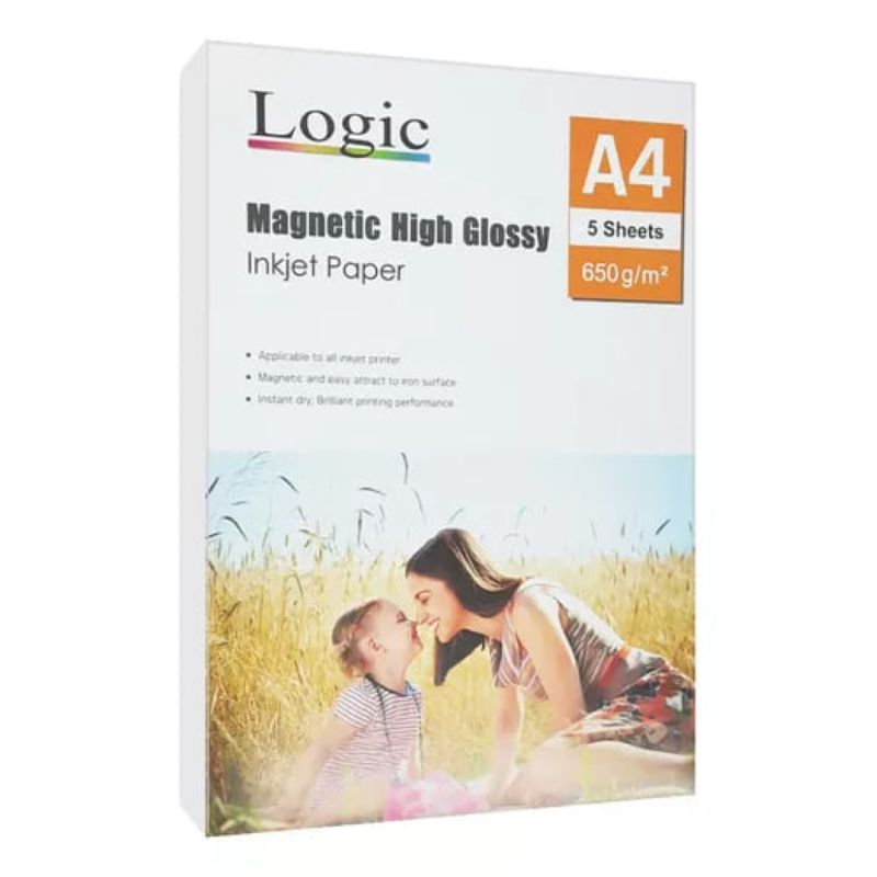 LOGIC - Papel Fotográfico Magnético A4 Brillante 650 g X 5 Hojas