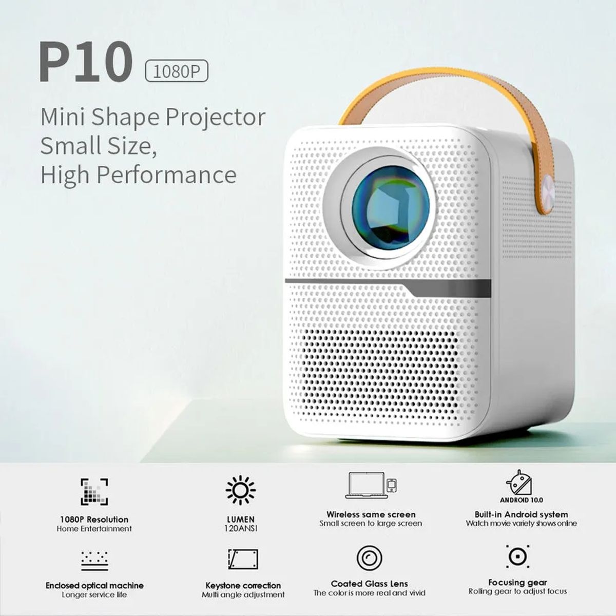 BRO TOUMI - Toumi Mini proyector P1 Android 10 WIFI Bluetooth BT50 1080P 4K-Negro