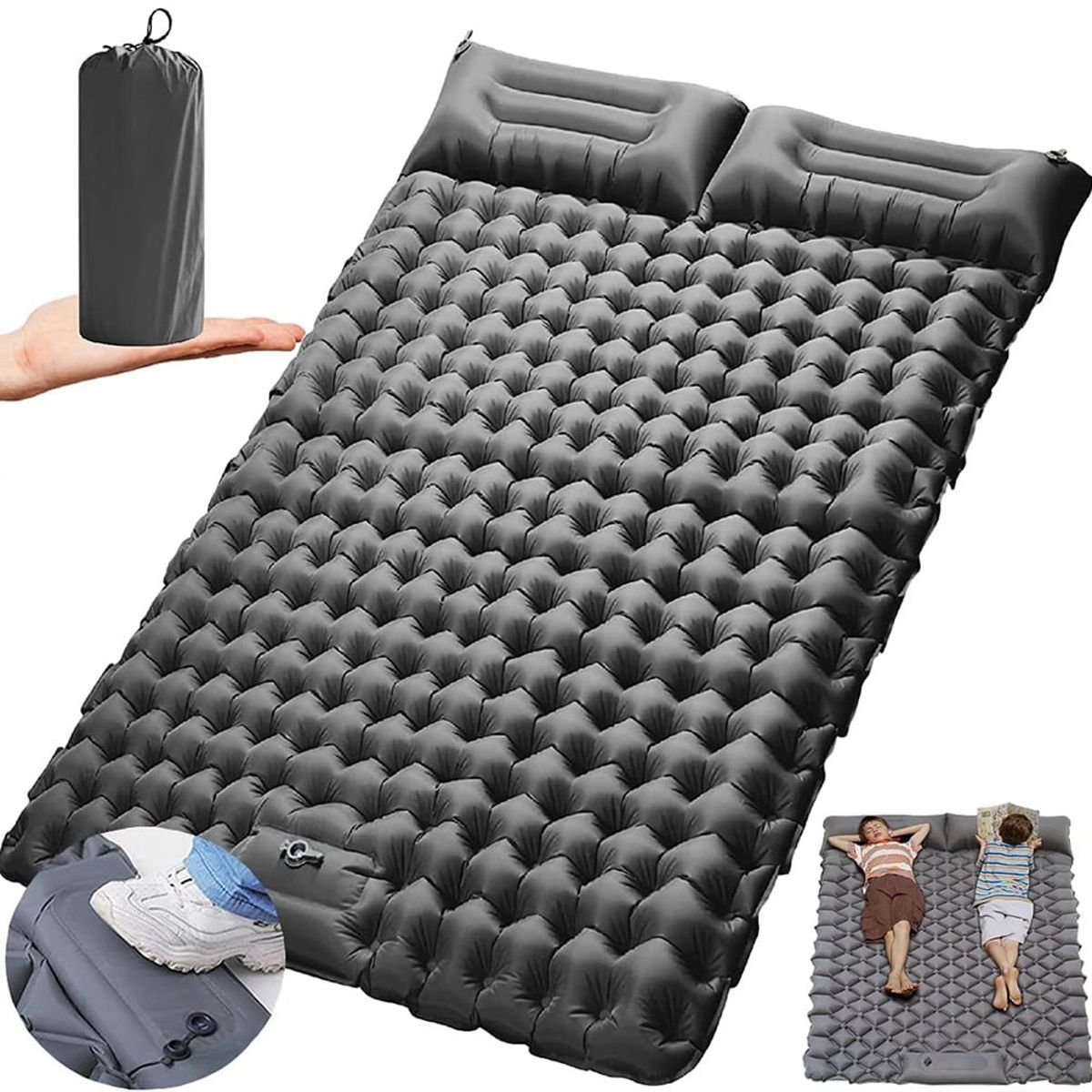 PUREPOWER - Colchoneta autoinflable para acampar para viajes-Gris