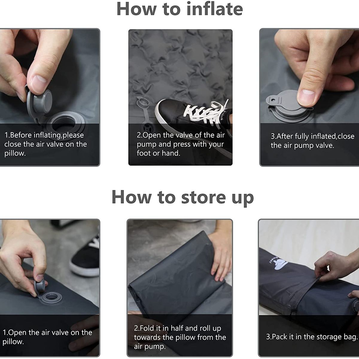 PUREPOWER - Colchoneta autoinflable para acampar para viajes-Gris