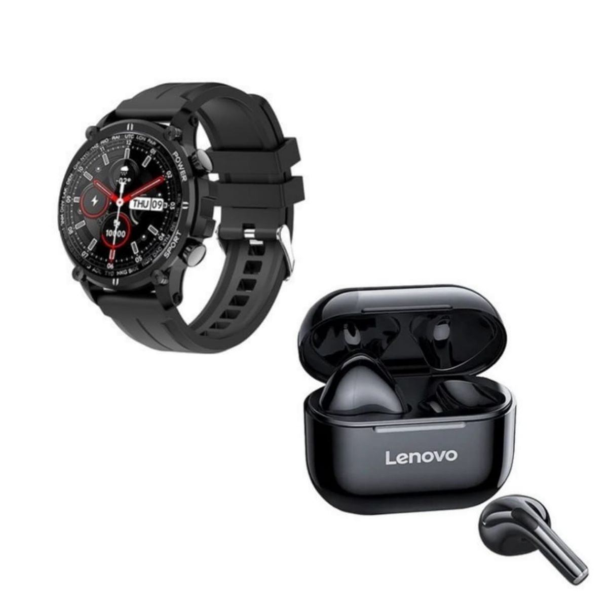 LENOVO - Lenovo LP40 Audifonos DE Bluetoot y Toumi Watch GT-D Reloj-Negro