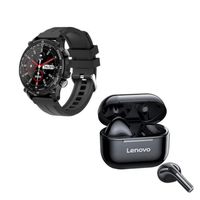 LP40 Audifonos DE Bluetoot y Toumi Watch GT-D Reloj-Negro
