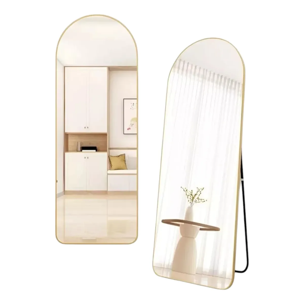 GENERICO - Espejo Pedestal Y Muro 1,50 X 40 Cm Espejo Cuerpo Entero Dorado…