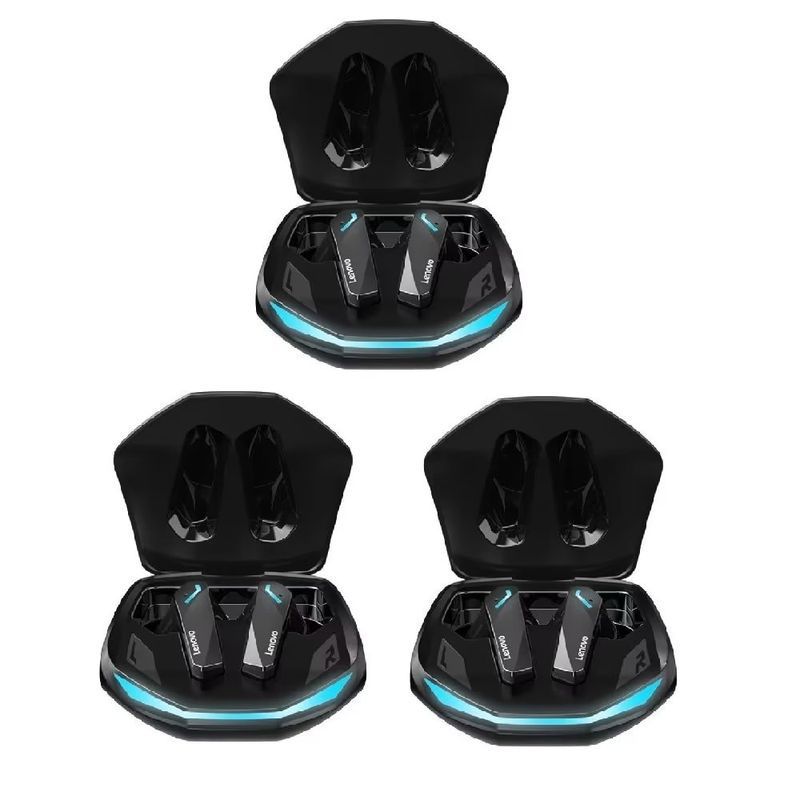 LENOVO - Set de 3 audífonos Bluetooth Lenovo GM2 Pro TWS - Negro