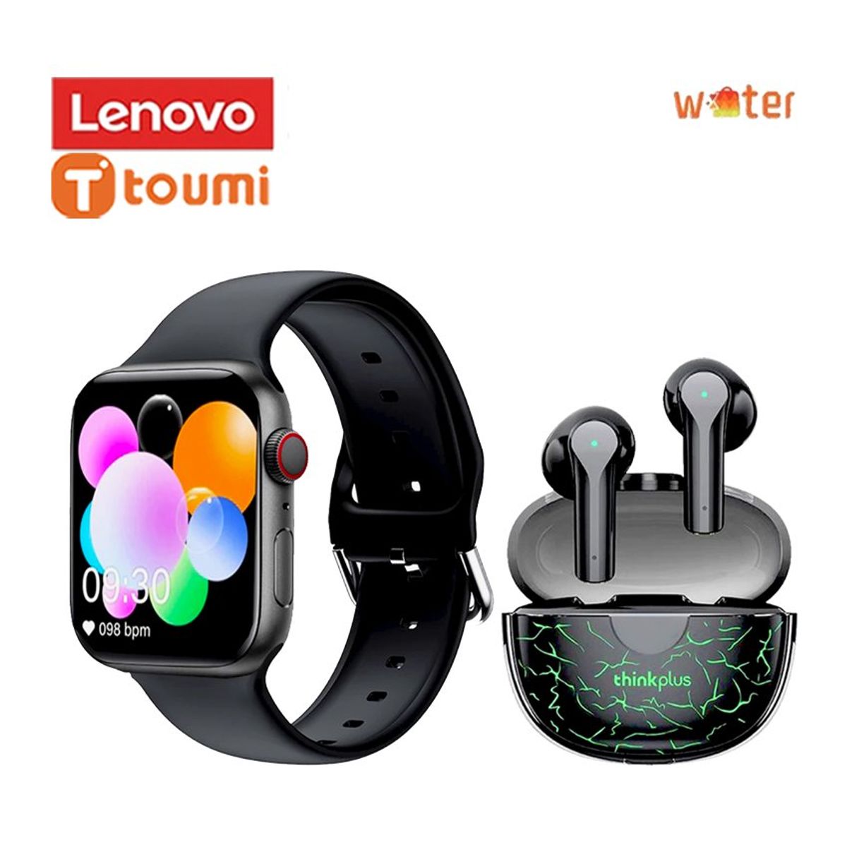LENOVO - Lenovo XT95 Pro DE Tws-Negro y Toumi Watch 2 Max Reloj inteligente