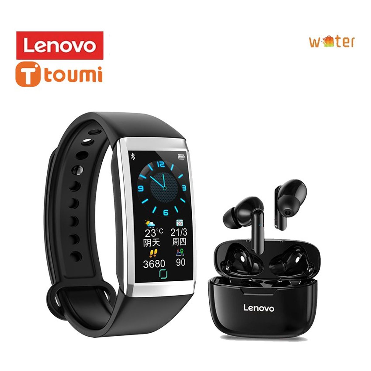 LENOVO - Audífonos Lenovo XT90 + Smartwatch Toumi Band 6 - Blanco