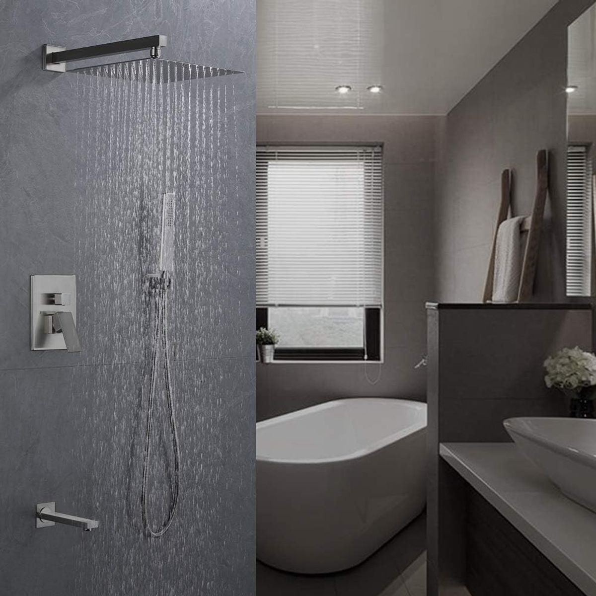 BLUEDREAMER - Grifos de Ducha Empotrados Set Sistema de Ducha