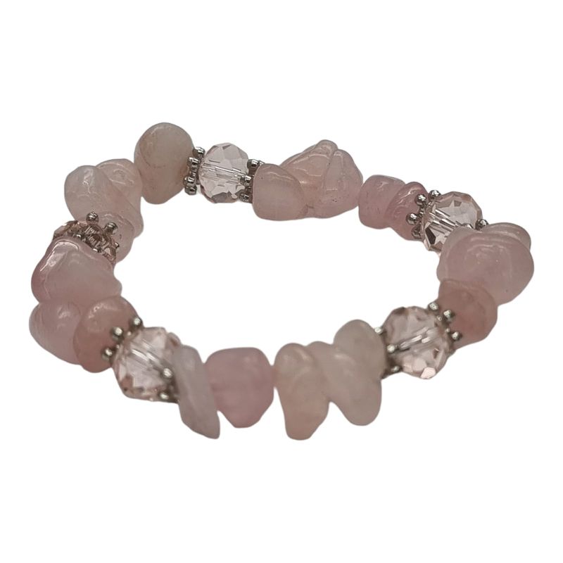 GENERICO - Pulsera Cuarzo Rosado Piedras Naturales Energética