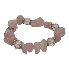 GENERICO - Pulsera Cuarzo Rosado Piedras Naturales Energética