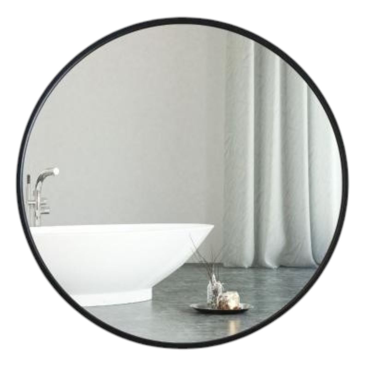 GENERICO - Espejo Redondo Metalico Borde Negro de Lujo