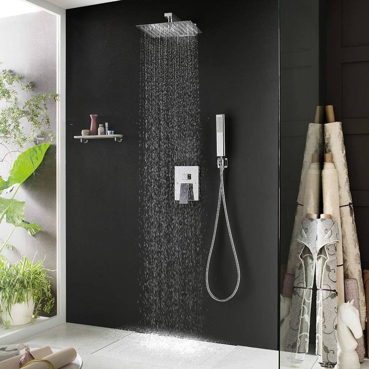 BLUEDREAMER - Grifo  ducha  baño  ducha Flexible columna de ducha de cobre completo