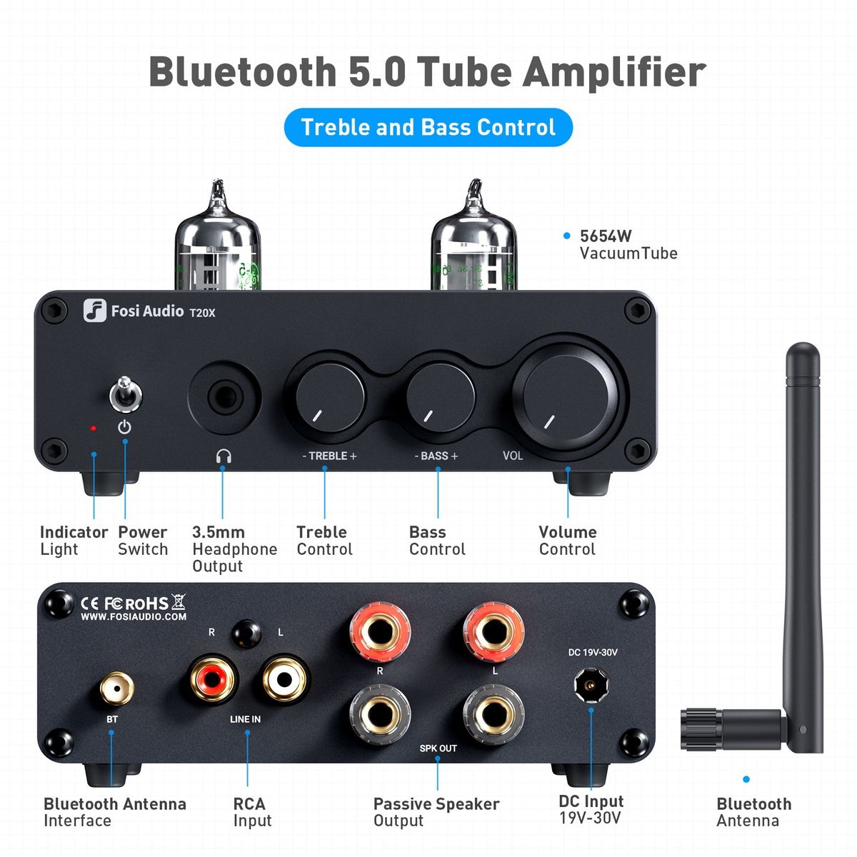 MCI - Amplificador a Tubo Bluetooth - Fosi Audio T20X