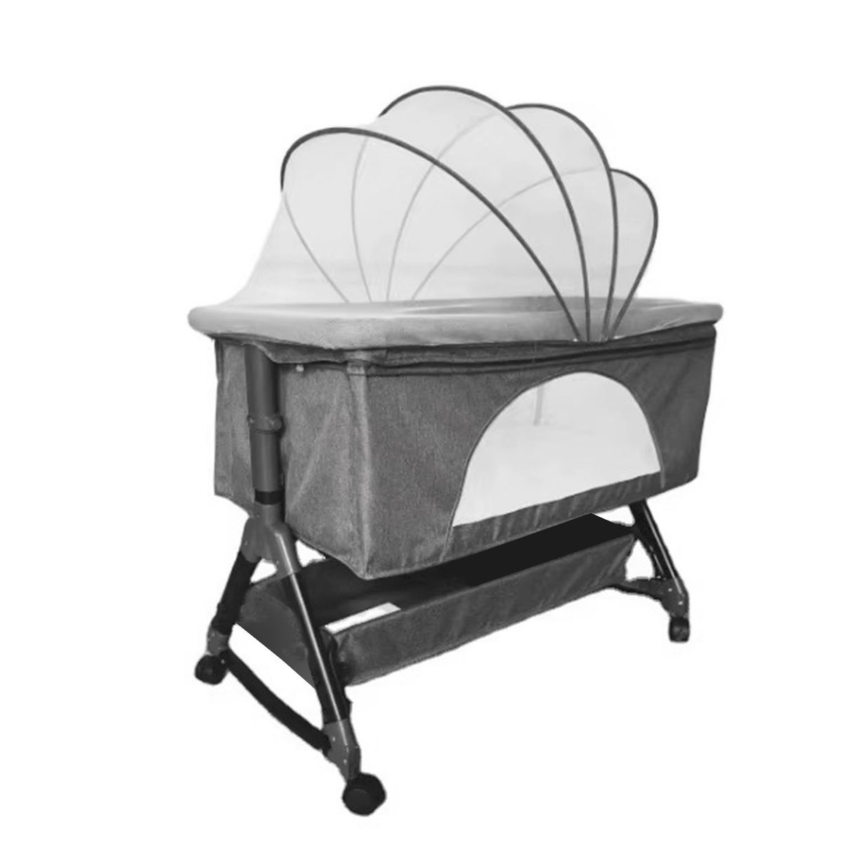 ALPHA - Cuna Colecho Moises Bebe Mecedora Con Mosquitero Gris